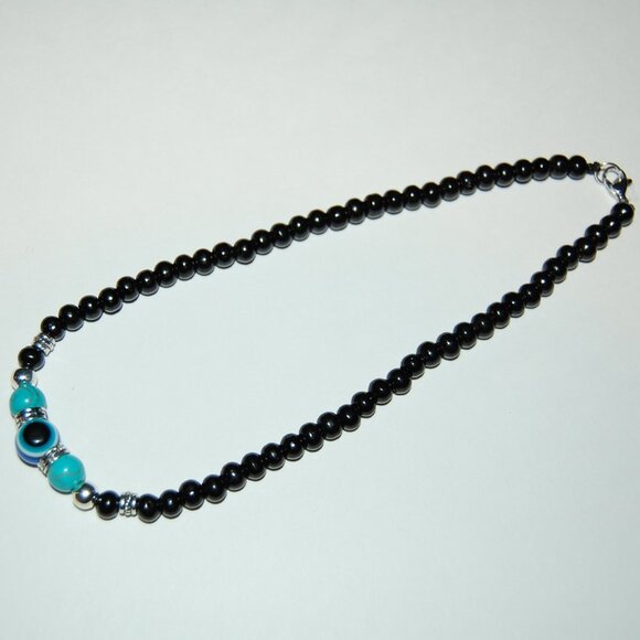 Evil Eye Necklace,Evil Eye Wooden and Stone Beads,Hamsa Necklace - Picture 2 of 3